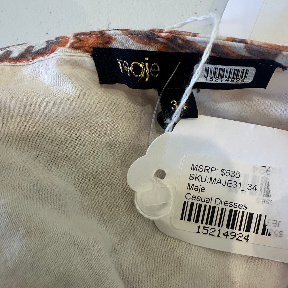 Maje Brown Floral Peasant Maxi Dress Size 0 Prairie Ruffle Designer Cottage $535 - Picture 13 of 13